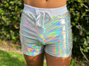 Holographic Racer Back Mens Tank Short Set Reflective Irridescent