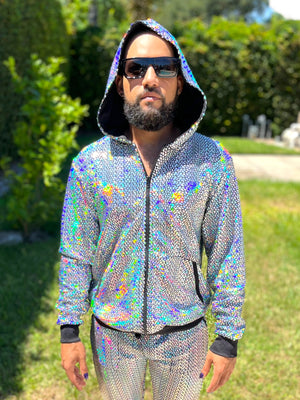 Holographic Reflective Menswear Hoodie