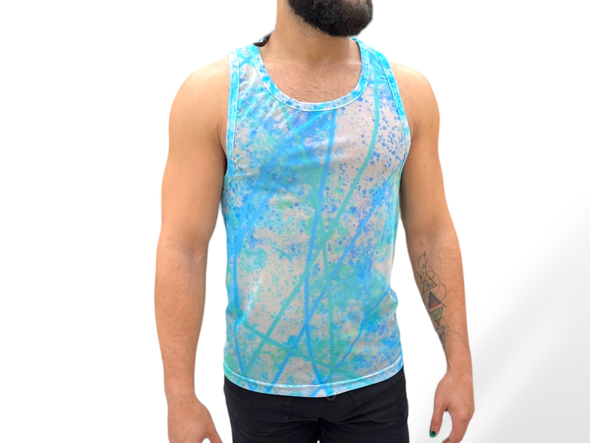 Abstract Splatter Custom Print Men’s Racer Back Tank