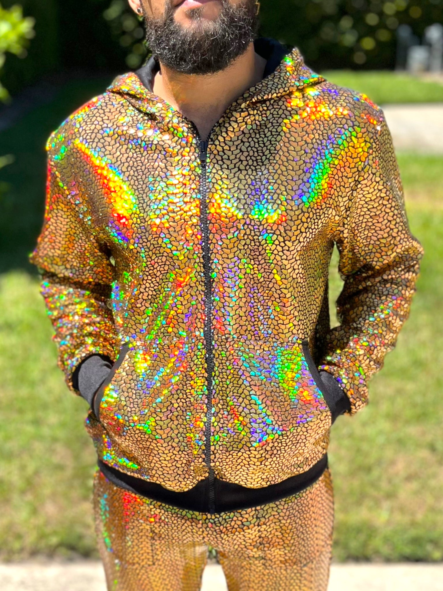 Holographic Reflective Menswear Hoodie