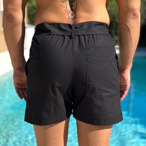 Mens Elastic Waist Short With D-ring Belt