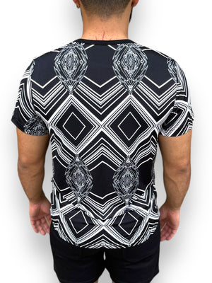 Black White Print Tee Shirt Mens