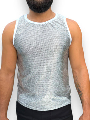 Chain Mail Reflective Stretch Mesh Tank Top