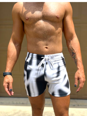 Black White Stretch Mesh Tank Short Set