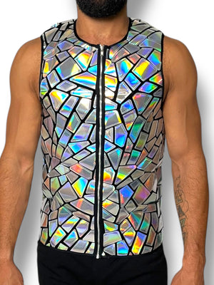 Holographic Abstract Mirror Zip Tank