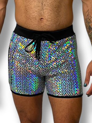 Holographic Stretch Zip Pocket Mens Short