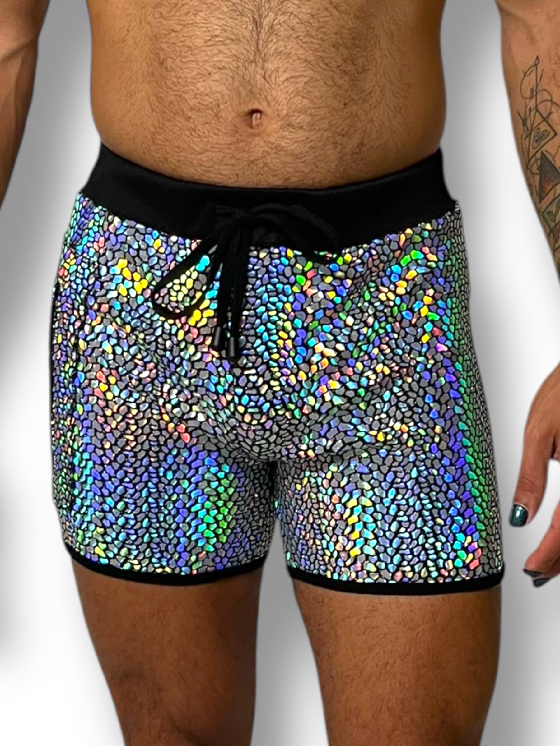 Holographic Stretch Zip Pocket Mens Short – shane kindley.com