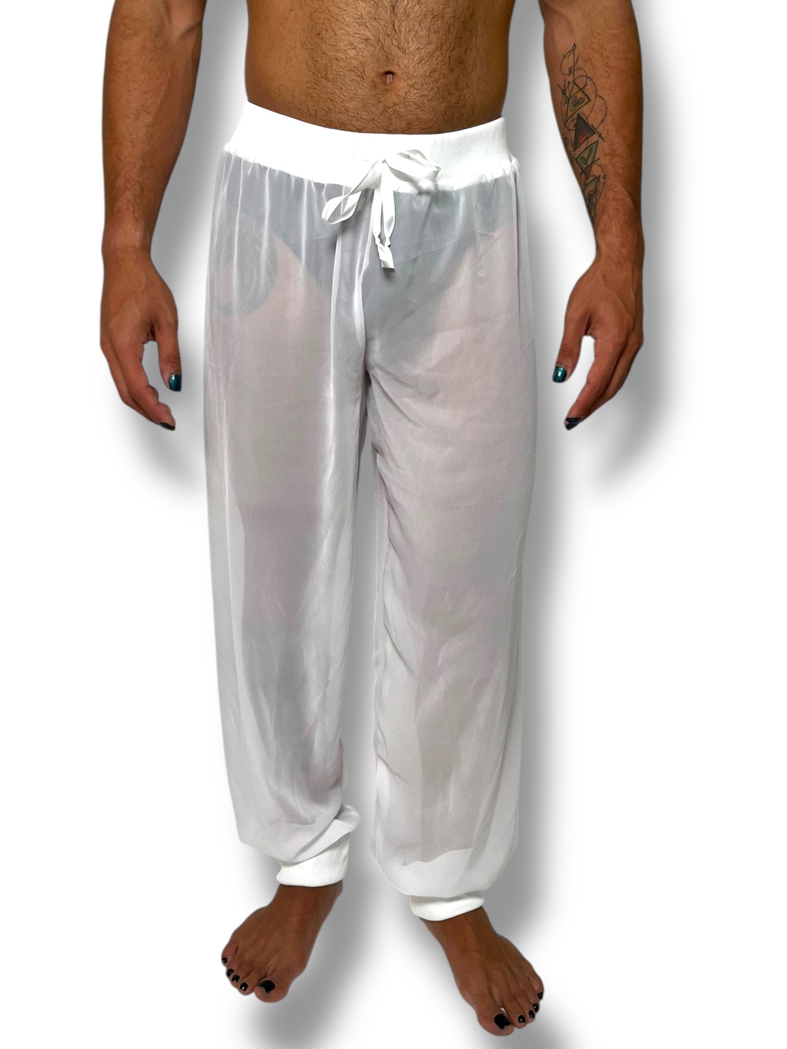 Sheer Chiffon Jogger Elastic Waistband and Cuff