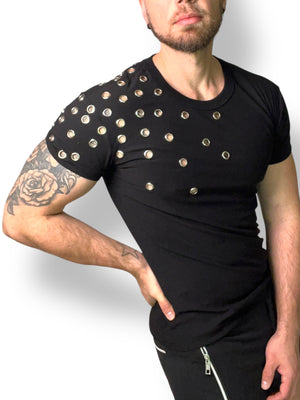 Silver Grommet Fitted Tee Shirt
