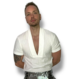 Deep V Tee Shirt White