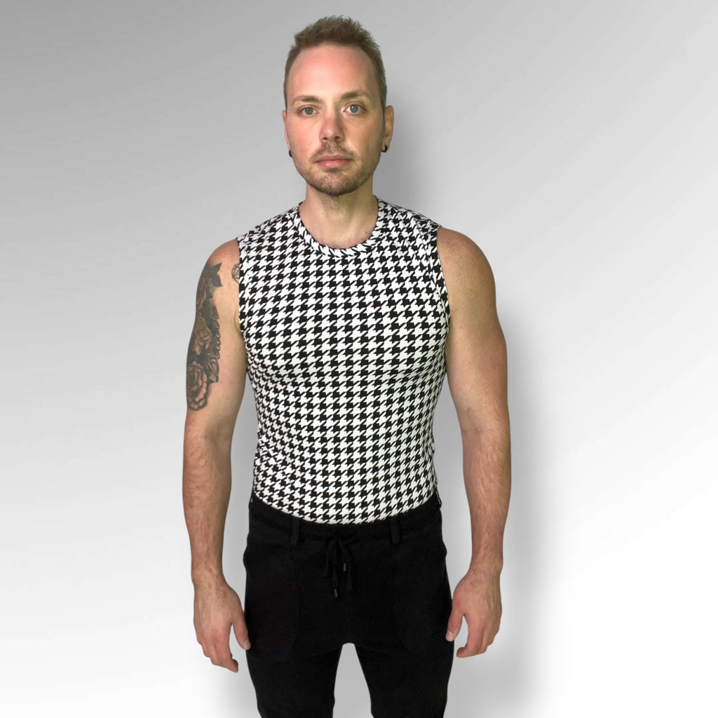 Houndstooth Fitted Tank