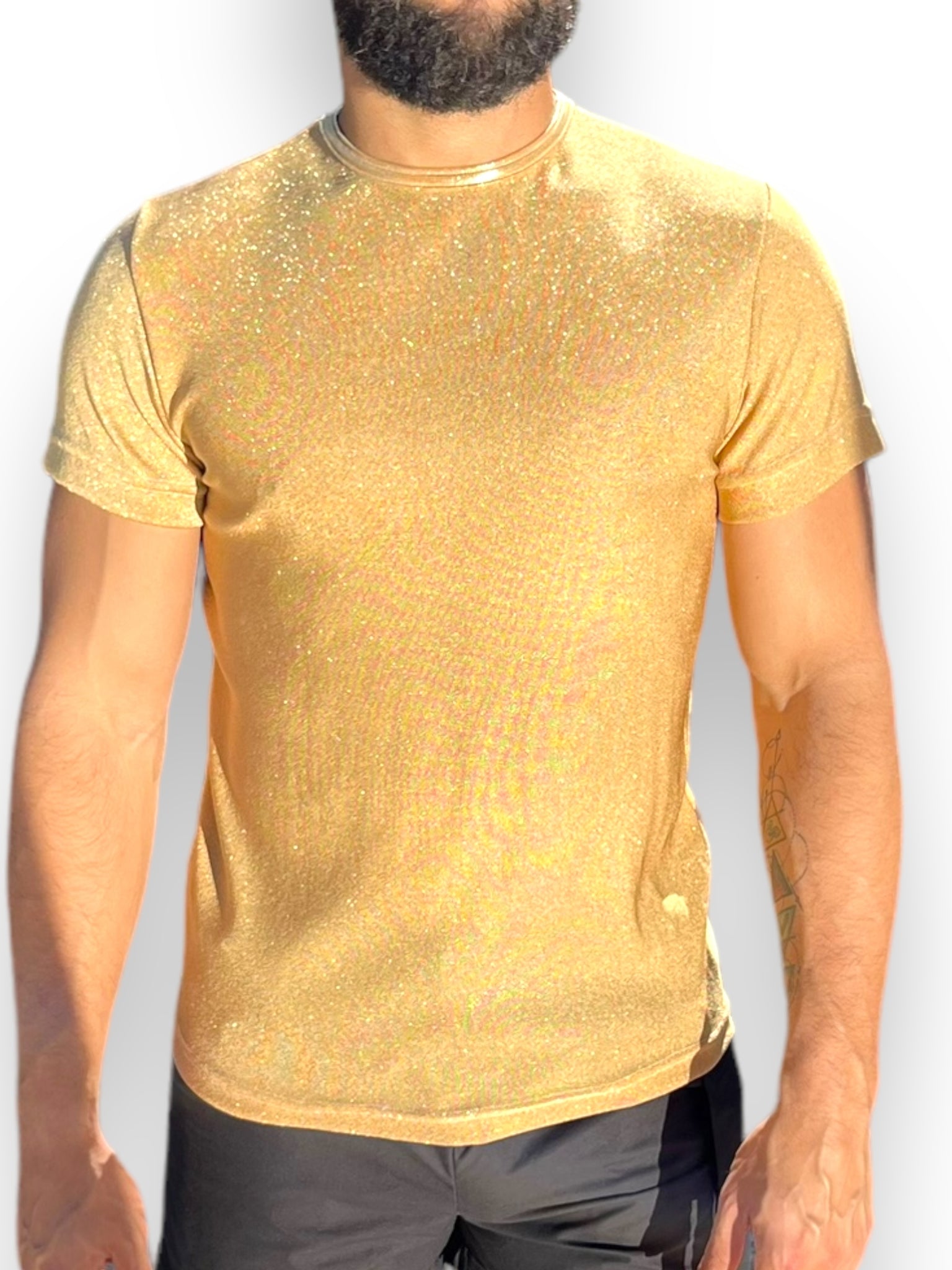 Metallic Jersey Mens Tee Shirt Shiny