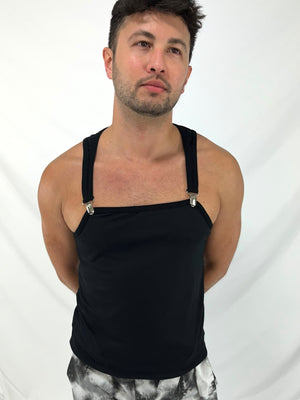 Mens Metal Clip Jersey Tank Clubwear Streetwear