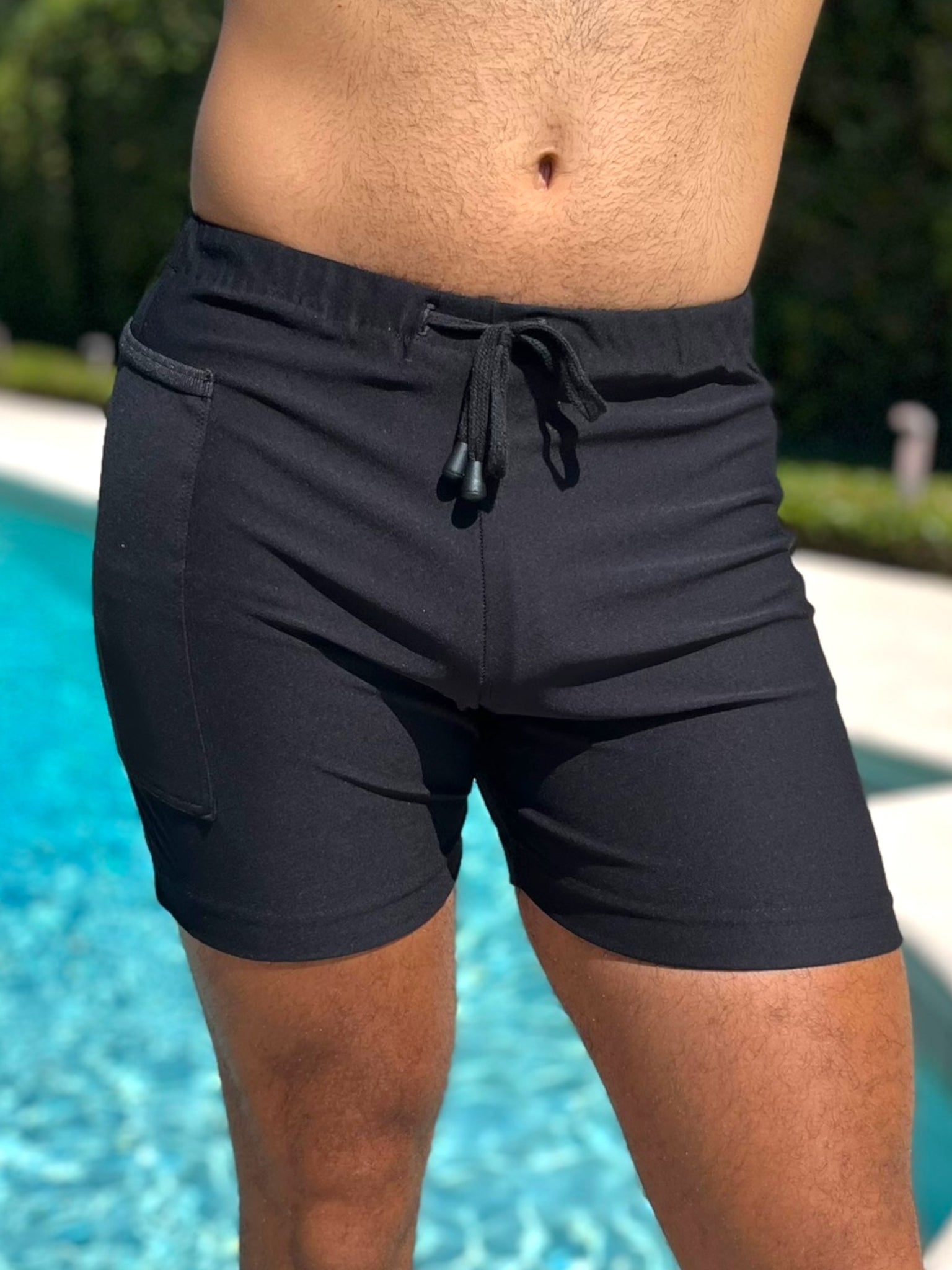 Unisex Mens Women's Soft Stretch Shorts Phone Pocket Key Pocket