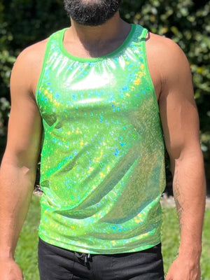 Holographic Prism Stretch Tank Top Mens