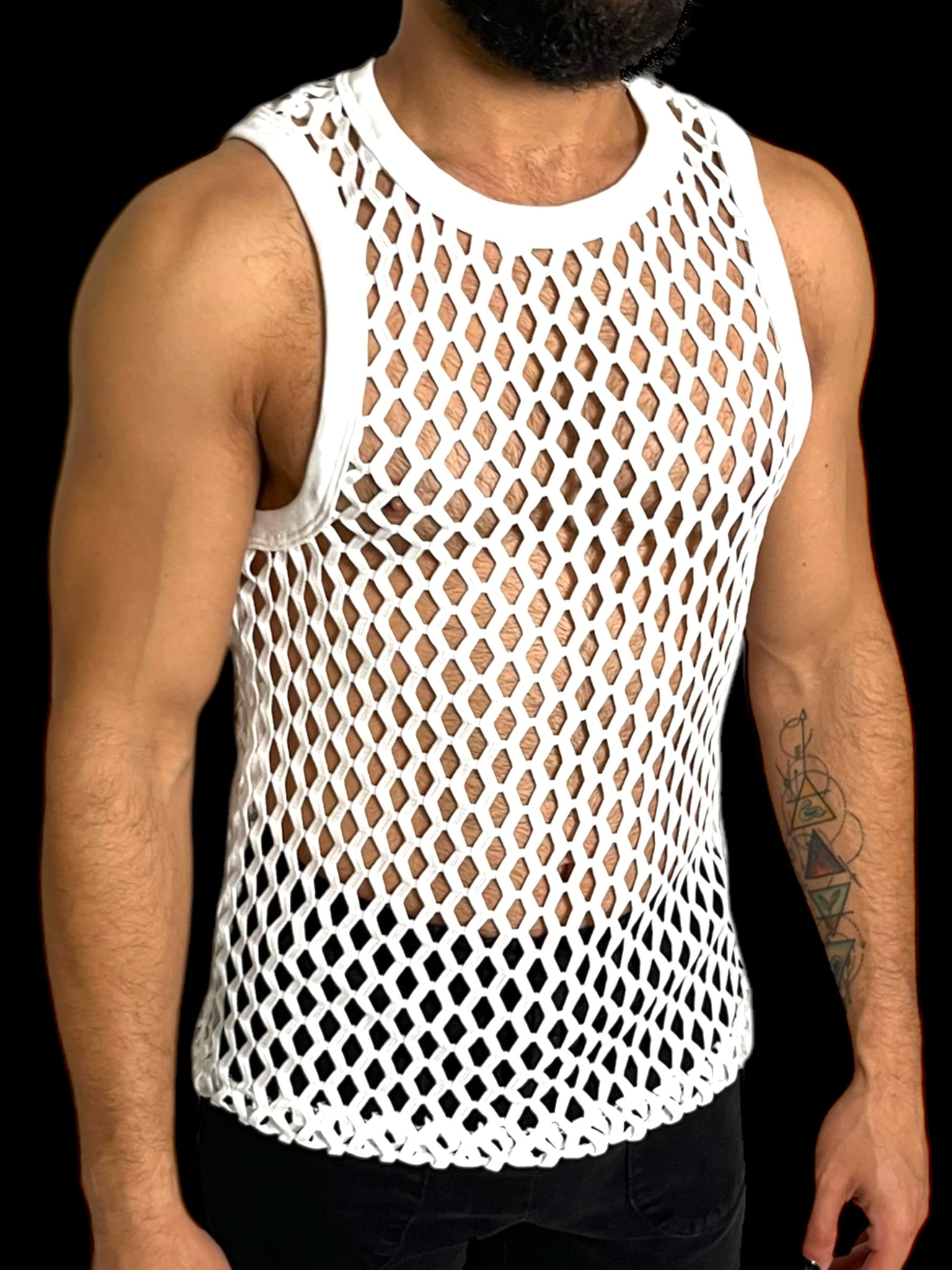Fitted Fishnet Mens Tank