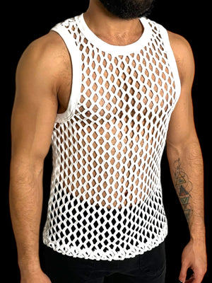 Fitted Fishnet Mens Tank