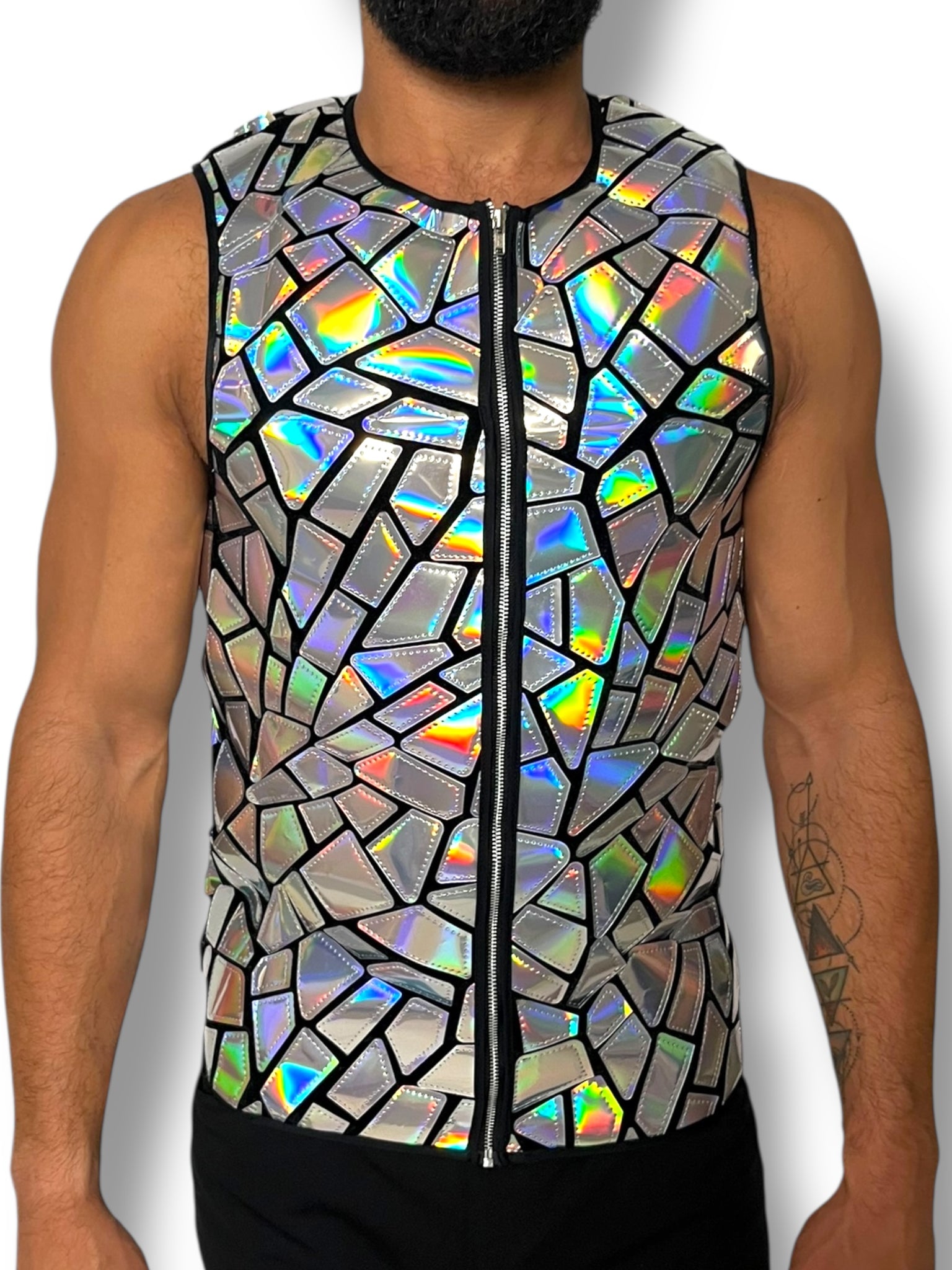 Holographic Abstract Mirror Zip Tank