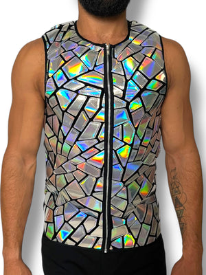 Holographic Abstract Mirror Zip Tank