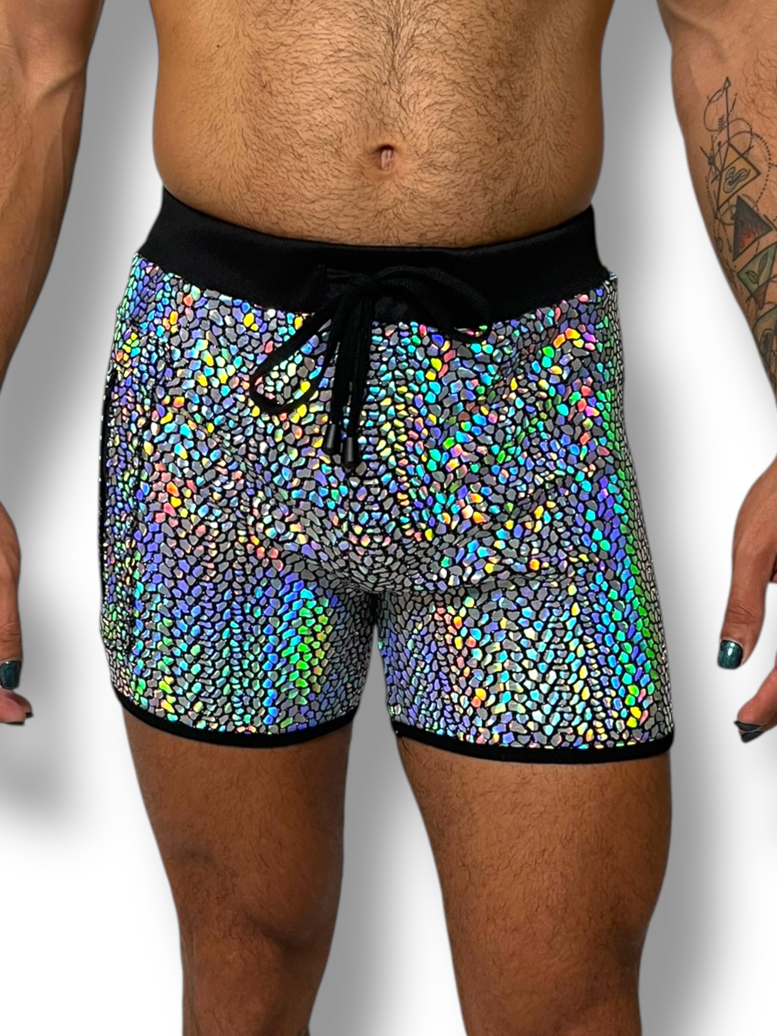 Holographic Stretch Zip Pocket Mens Short