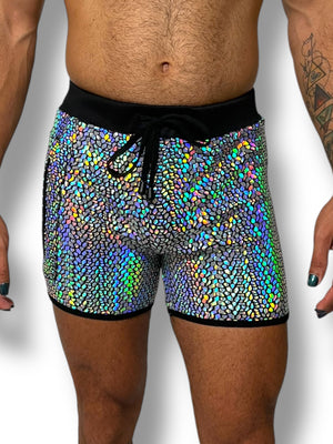 Holographic Stretch Zip Pocket Mens Short