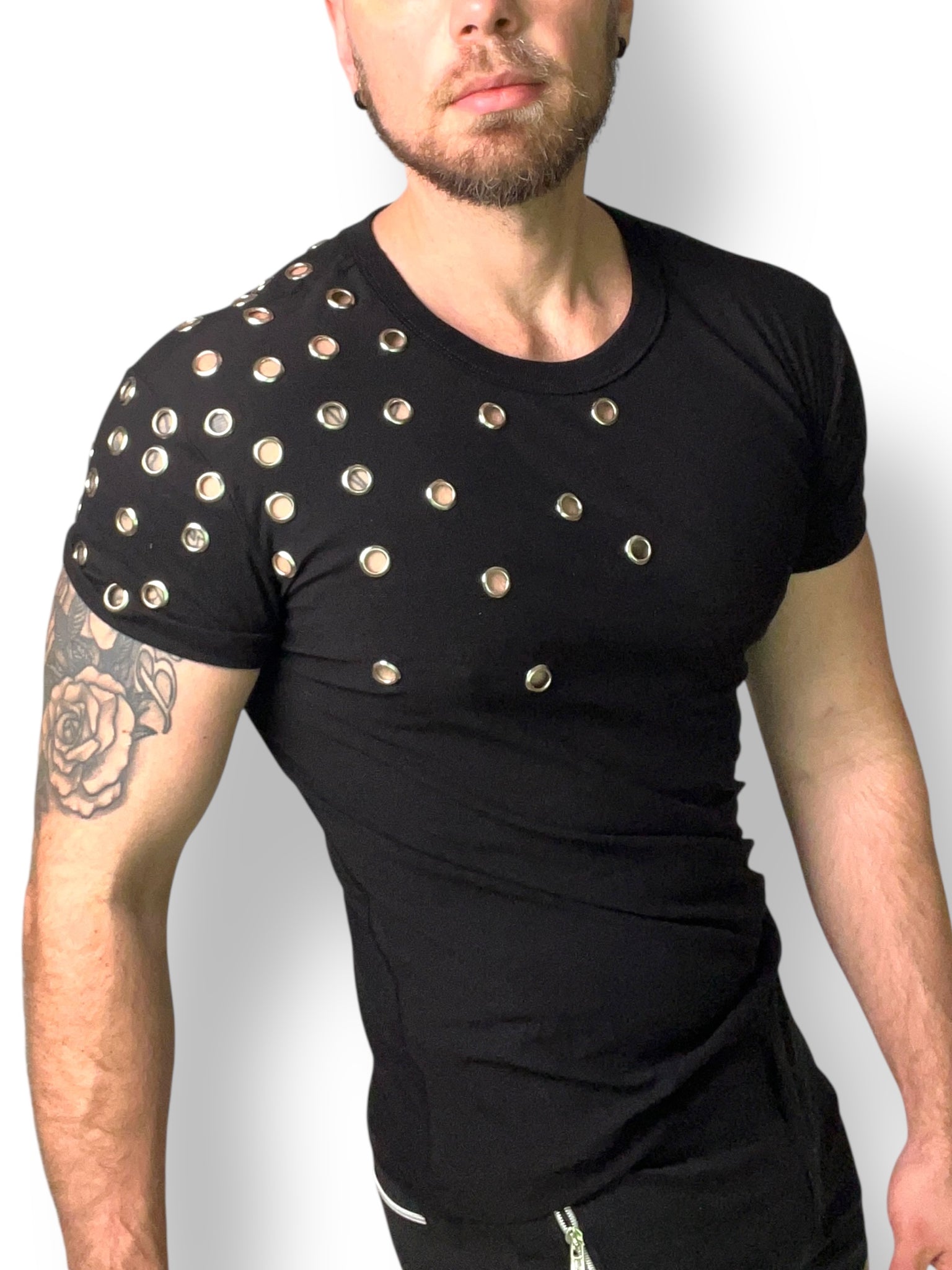 Silver Grommet Fitted Tee Shirt
