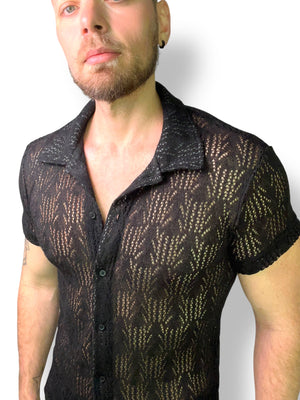 Linen Crochet Button Up Shirt