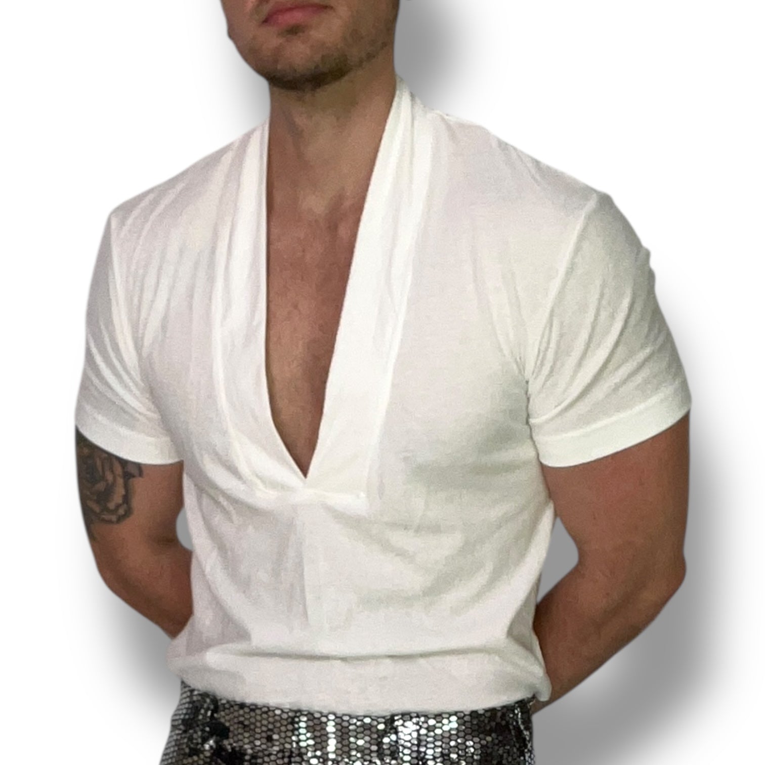 Deep V Tee Shirt White
