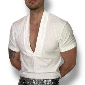 Deep V Tee Shirt White
