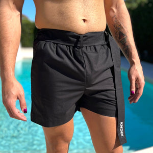 Mens Elastic Waist Short With D-ring Belt