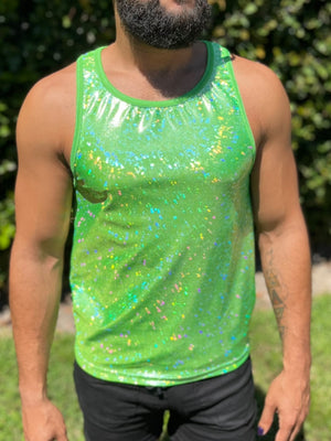 Holographic Prism Stretch Tank Top Mens