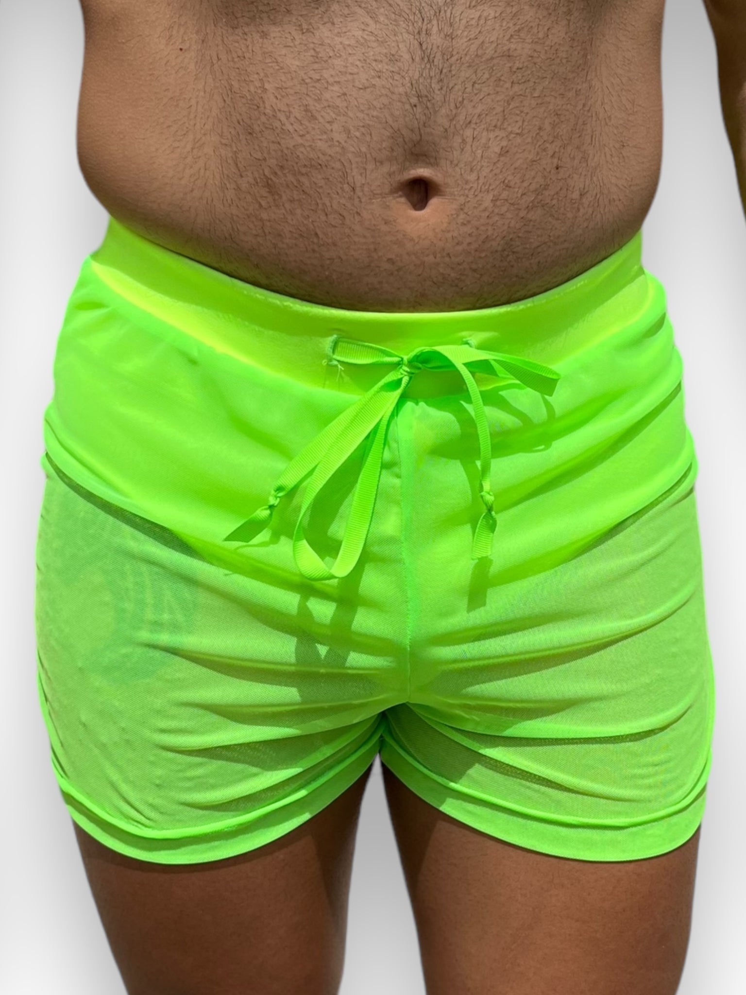 Men’s Stretch Mesh See through Elastic Waistband Shorts