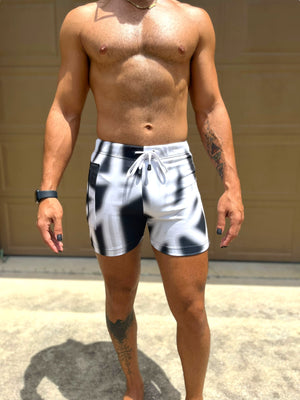 Black White Stretch Mesh Tank Short Set
