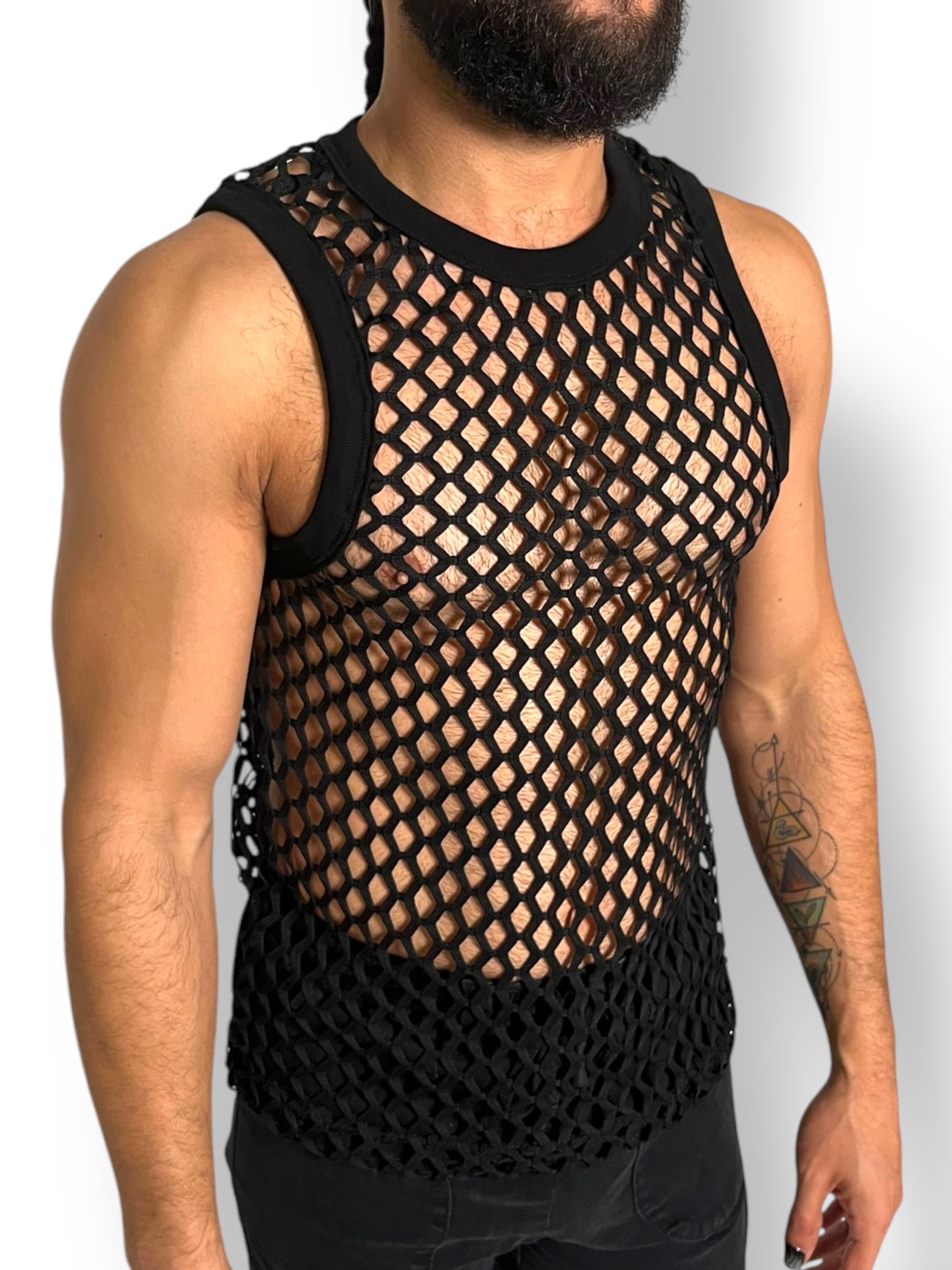 Fitted Fishnet Mens Tank