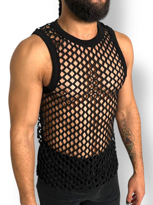 Fitted Fishnet Mens Tank