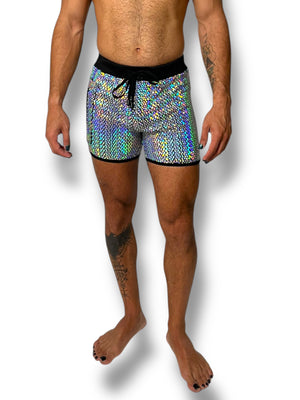 Holographic Fitted Hooded Zip Tank Set