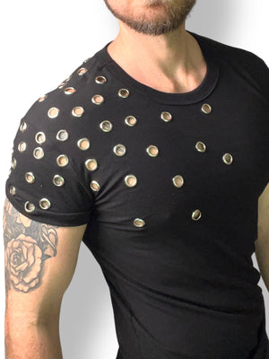 Silver Grommet Fitted Tee Shirt