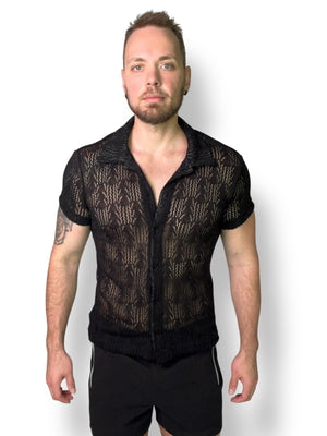 Linen Crochet Button Up Shirt