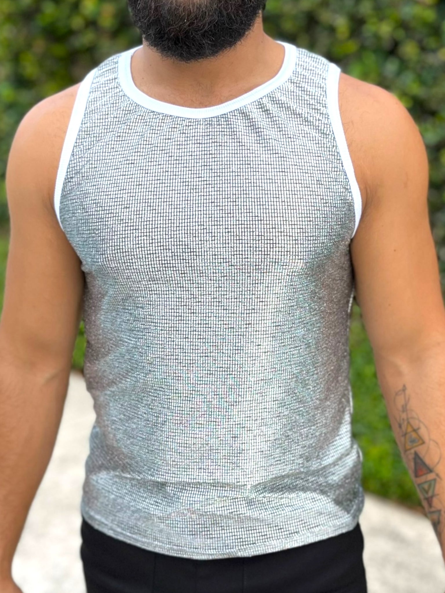 Chain Mail Reflective Stretch Mesh Tank Top