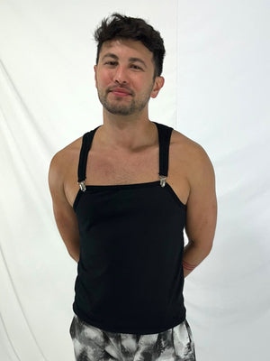 Mens Metal Clip Jersey Tank Clubwear Streetwear