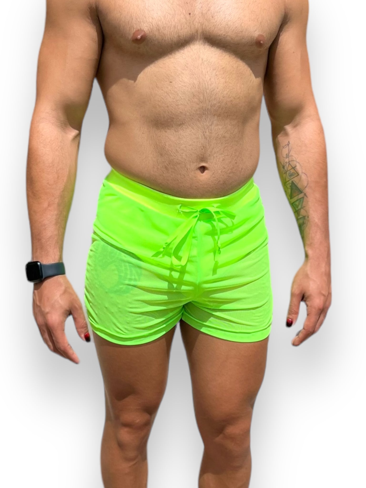 Men’s Stretch Mesh See through Elastic Waistband Shorts