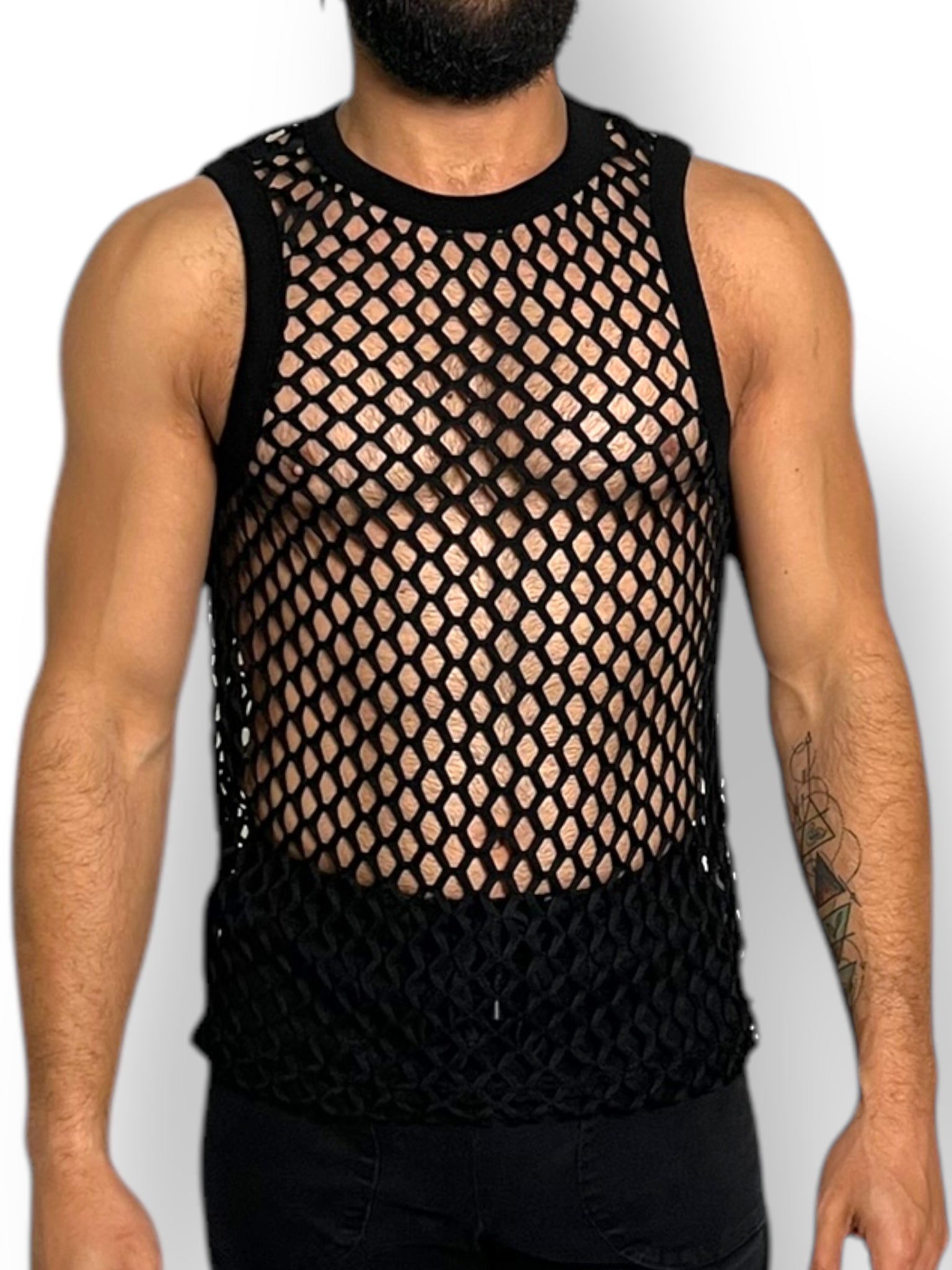 Fitted Fishnet Mens Tank