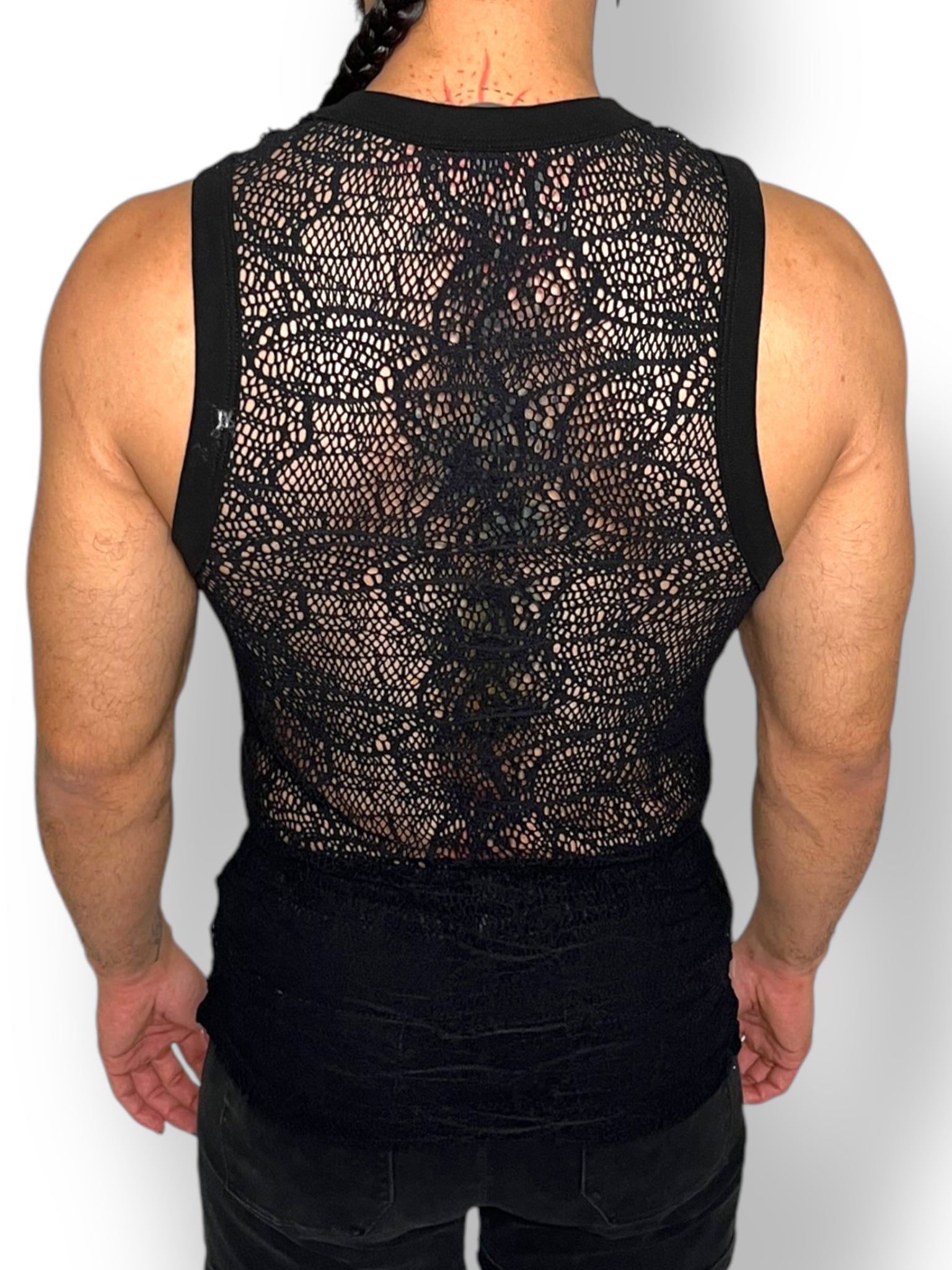 Crochet Fitted Knit Mens Tank