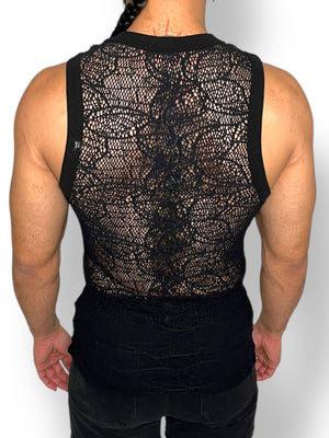 Crochet Fitted Knit Mens Tank