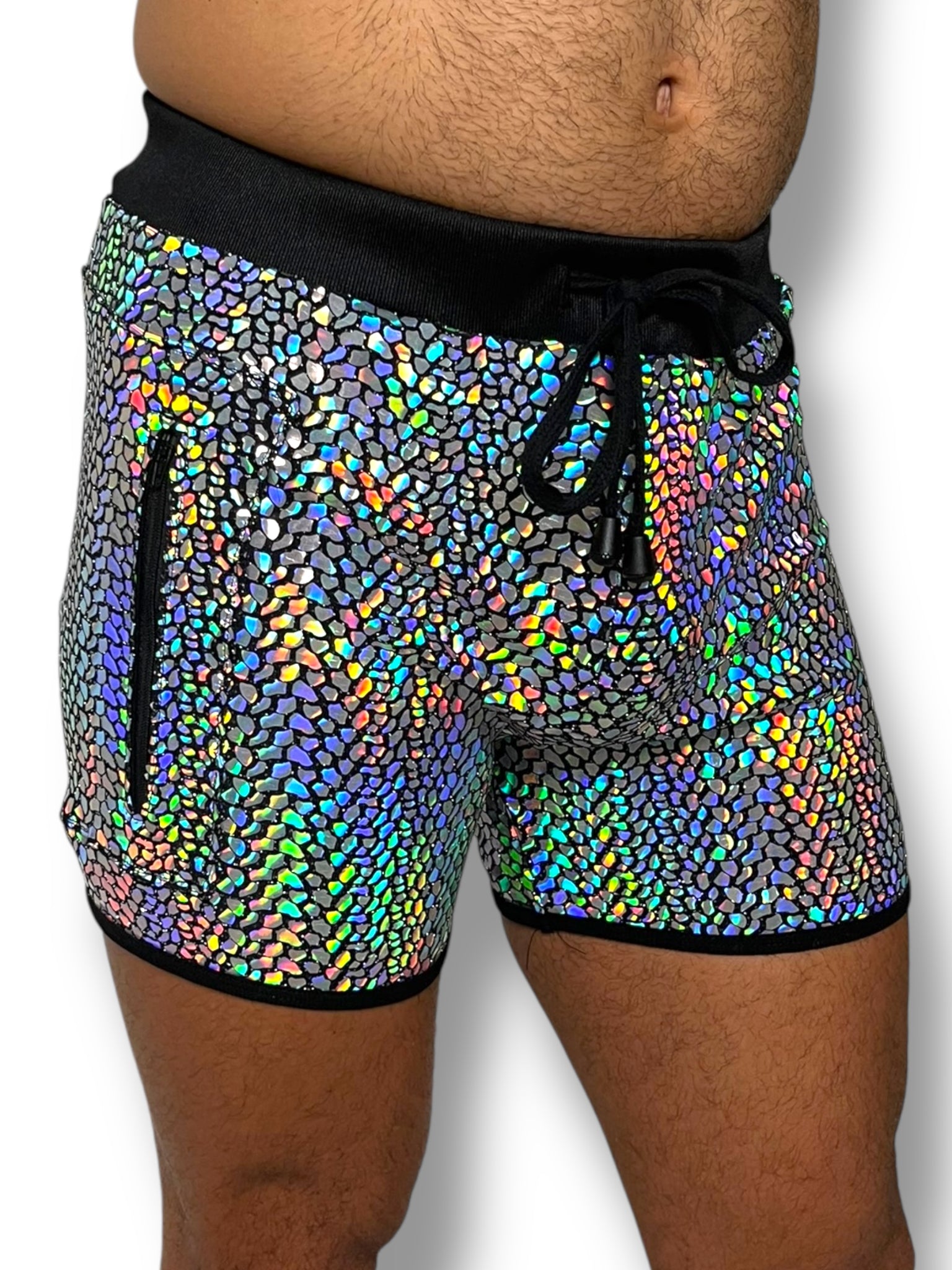 Holographic Fitted Hooded Zip Tank Set