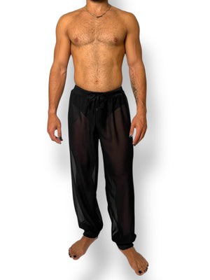 Sheer Chiffon Jogger Elastic Waistband and Cuff