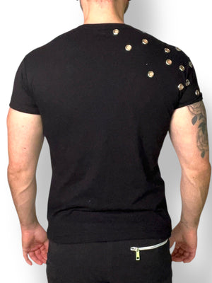 Silver Grommet Fitted Tee Shirt