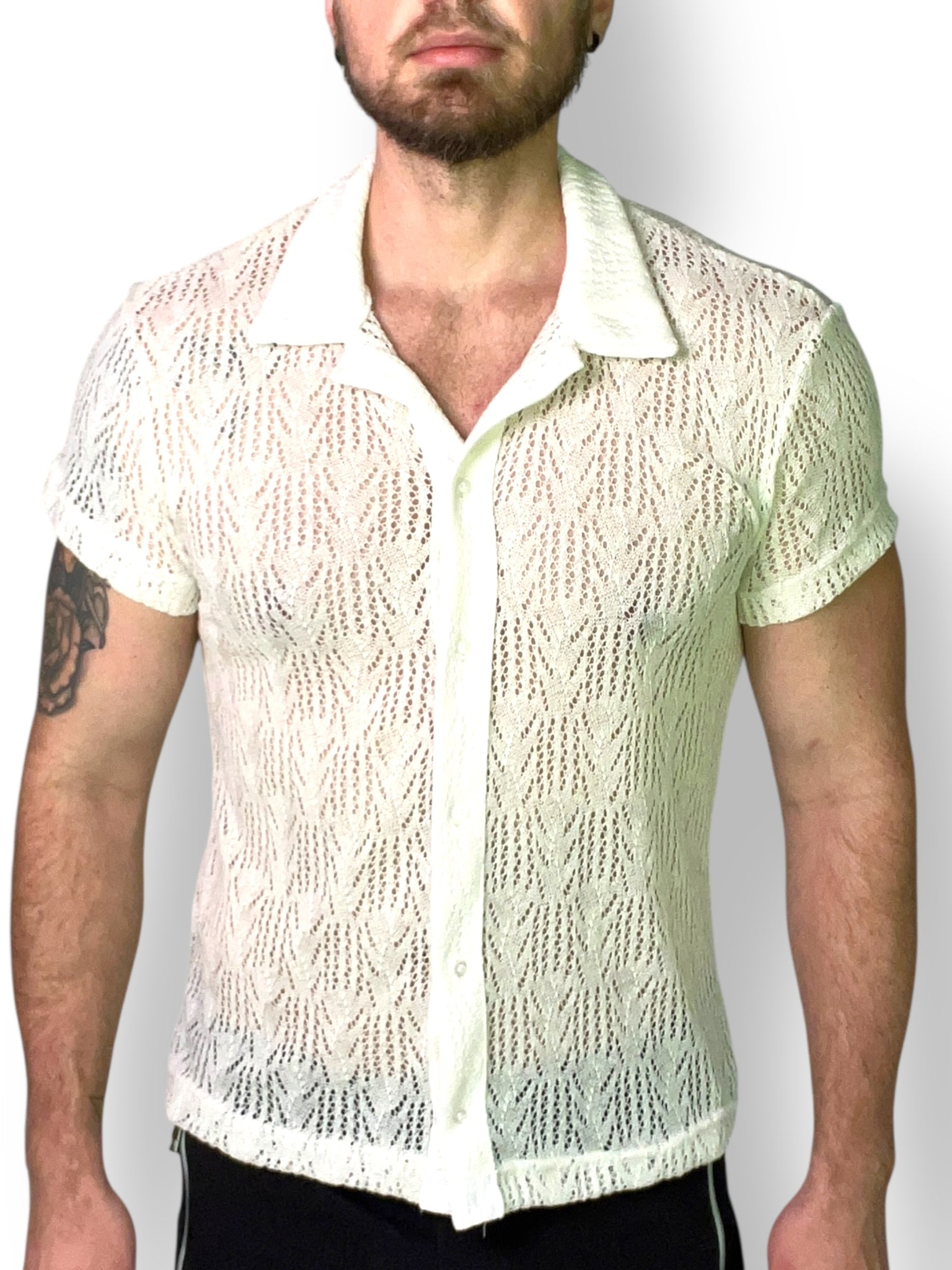 Linen Crochet Button Up Shirt