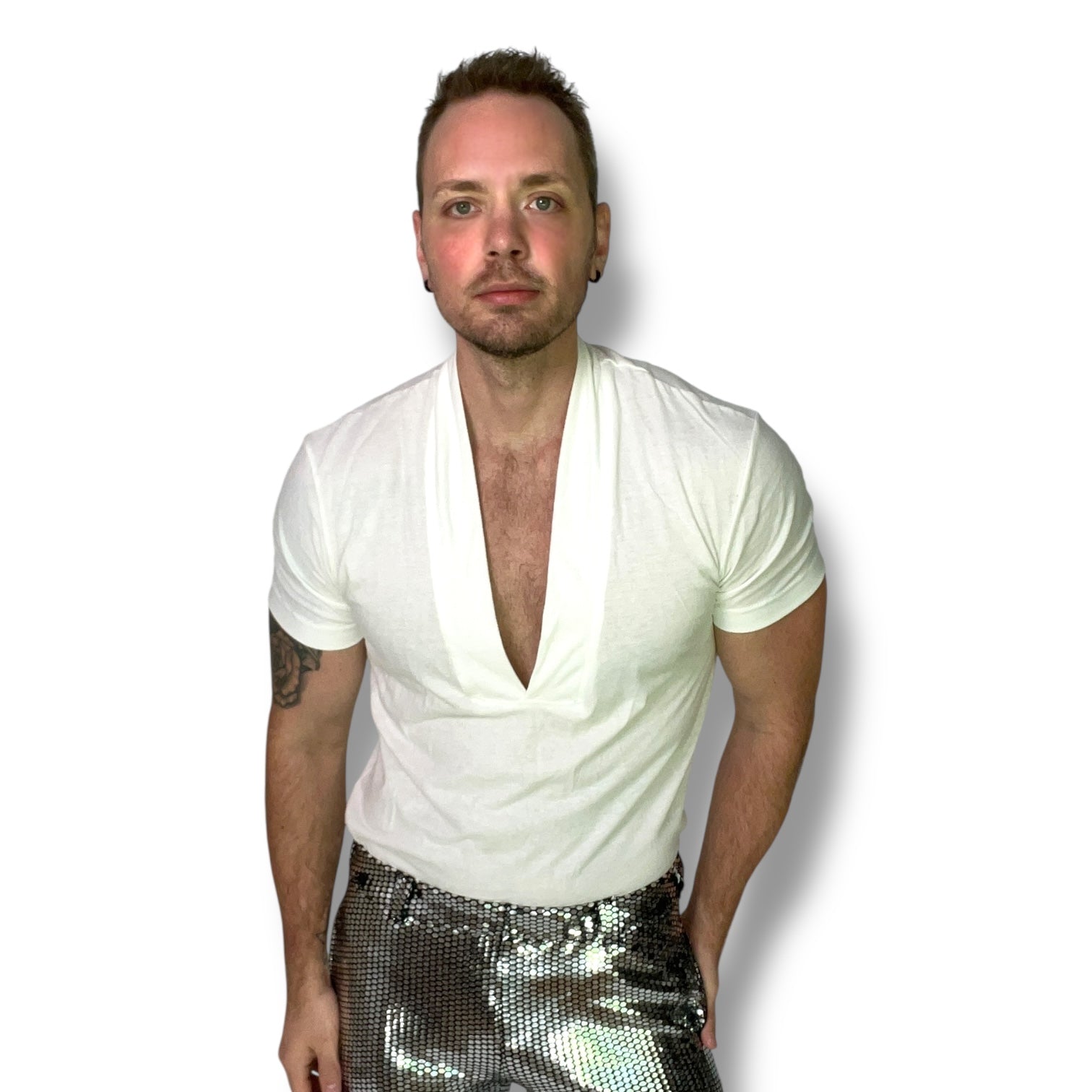 Deep V Tee Shirt White