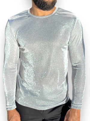 Mens Metallic Long Sleeve Tee Shirt